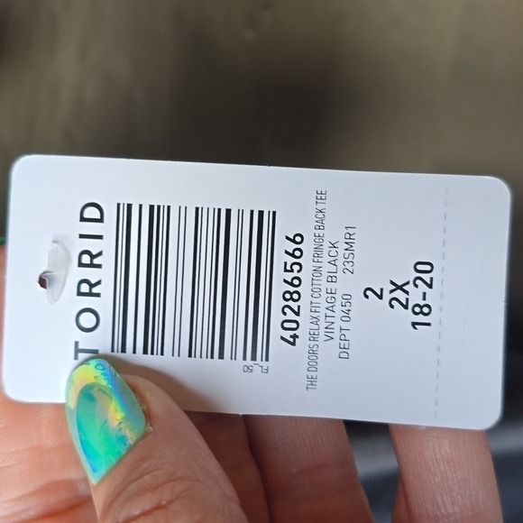 Torrid The Doors Fringe Back Relaxed Fit Tee Vintage Black Gray 2x 18/20 New - Picture 9 of 11